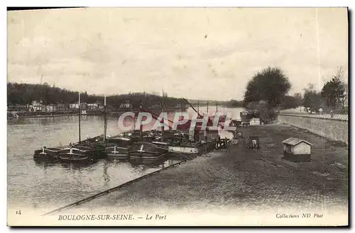 Cartes postales Boulogne sur Seine Le Port Peniches Bateaux