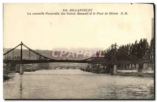 Cartes postales Billancourt La nouvelle Passerelle des Usines Renault et le Pont de Sevres