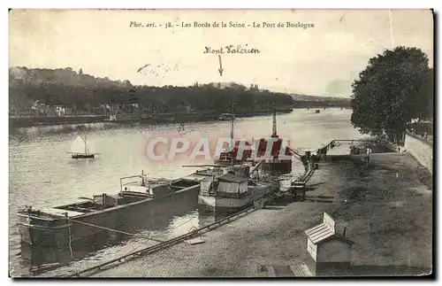Cartes postales Les Bords de la Seine Le Port de Boulogne Bateaux Peniches