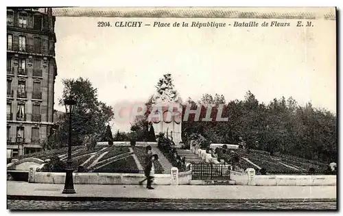 Cartes postales Clichy Place de la Republique Bataille de Fleurs