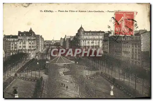 Ansichtskarte AK Clichy Place des Fetes et avenue Leon Gambetta Panorama