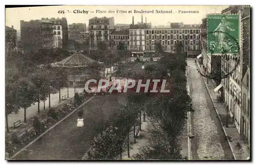 Cartes postales Clichy Place des Fetes et Boulevard National Panorama