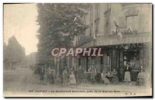 Cartes postales Clichy Le Boulevard National pres de la Rue du Bois Cafe du Progres