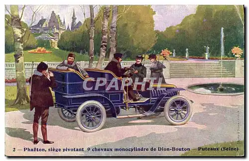 Cartes postales Phaeton siege pivotant chevaux monocylindre de Dion Bouton Puteaux Automobile