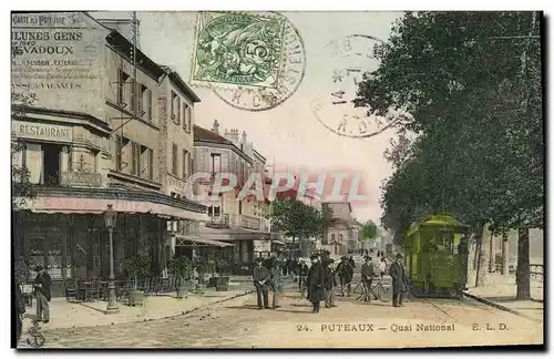 Cartes postales Puteaux Quai National Tramway Cafe de la mairie