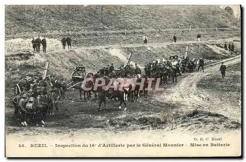 Ansichtskarte AK Rueil Inspection du 16eme d Artillerie par le General Mounier Mise en Batterie Militaria