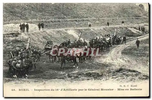 Cartes postales Rueil Inspection du 16eme d Artillerie par le General Mounier Mise en Batterie Militaria