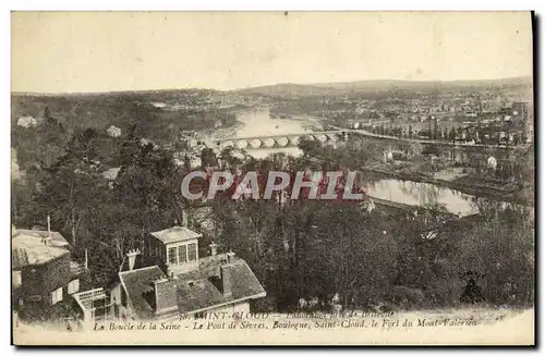 Cartes postales Saint Cloud Panorama pris de Bellevue La boucle de la Seine Le pont de Sevres Boulogne Saint Clo