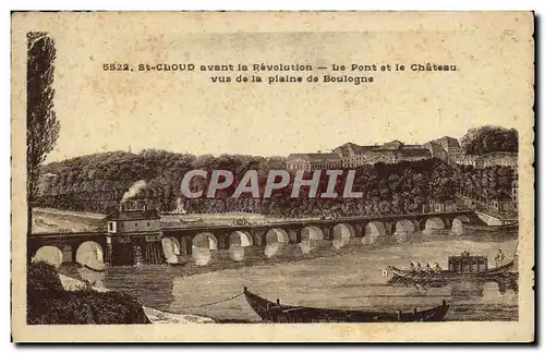 Cartes postales St Cloud avant la Revolution Le Pont et le Chateau Vus de la plaine de Boulogne