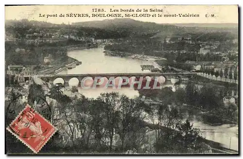Cartes postales Parc de Saint Cloud Le Pont de Sevres Boulogne et le Mont Valerien