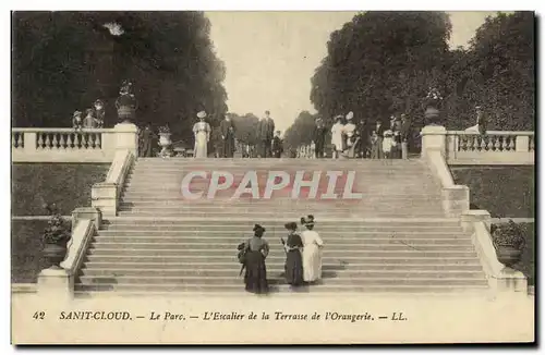 Cartes postales Parc de Saint Cloud Le Parc L Escalier de la Terrasse de L Orangerise
