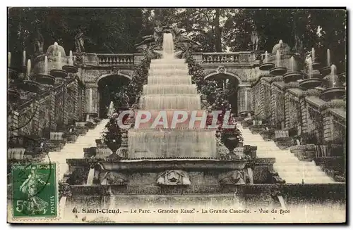 Cartes postales Parc De Saint Cloud Le Parc Grandes Eaux La Grande Cascade Fue de face