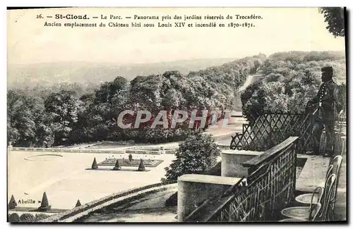 Cartes postales Parc De Saint Cloud Le Parc Panorama pris des jardins reserves au Trocadero Ancien emplacemene t