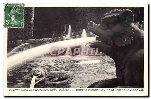 Cartes postales Parc de Saint Cloud Tete de Chimere et Crapauds de la Grande Cascade Grenouille