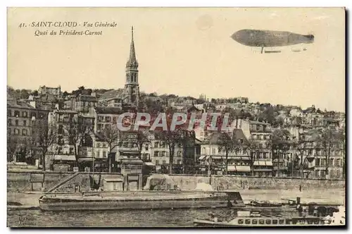 Cartes postales Parc de Saint Cloud Vue Generale Quai du President CArnot Zeppelin Dirigeable