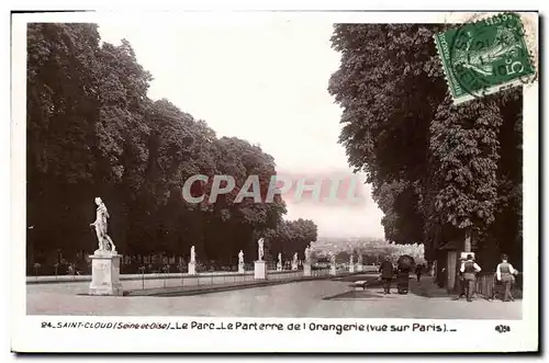 Cartes postales Saint Cloud Le Pont Le parterre de l orangerie Vue sur Paris