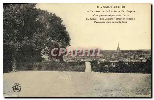 Cartes postales Saint Cloud La Terrasse de la Lanterne de Diogene Vue panoramique vers Paris Tour Eiffel