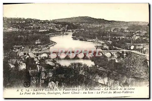 Cartes postales Saint Cloud Vue Panorama Pris de Bellevue Boucle de la Seine Pont de Sevres Boulogne Saint cloud