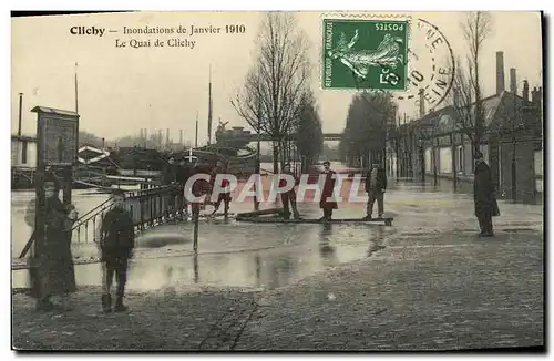 Cartes postales Clichy Inondations de Janvier 1910 Le quai de Clichy TOP
