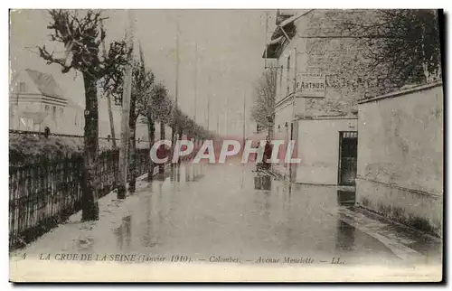 Cartes postales Colombes Crue de la Seine Avenue Menelotte
