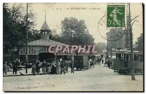 Cartes postales Courbevoie Le Marche Station des tramways TOP