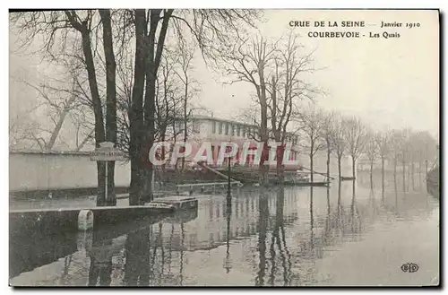 Cartes postales Courbevoie Les Quais Inondations Janvier 1910