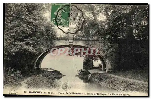 Cartes postales Garches Parc de Villeneuve L etang Le pont de pierre