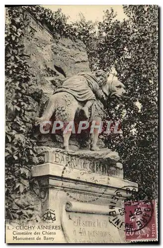 Cartes postales Clichy Asnieres Cimetiere des Chiens Monument de Barry