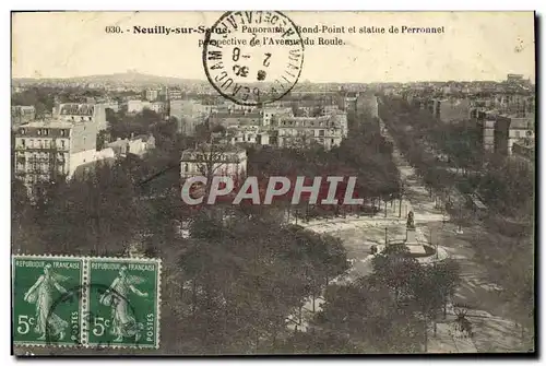 Cartes postales Neuilly Sur Seine Panorama Rond point et statue de Perronnet perspective de l avenue du Roule