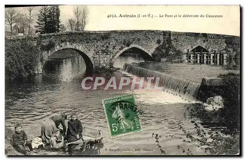 Cartes postales Antrain Le Pont et le Deversoir du Couesnon Enfants Lavoir Lavandieres