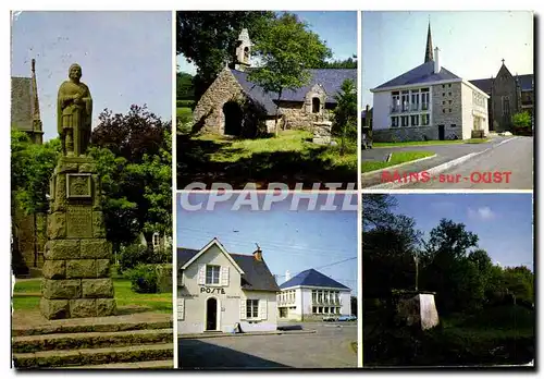 Cartes postales moderne Bains Sur Oust La Statue de Nominoe La chapelle Saint Meen La mairie La poste Les tumulus