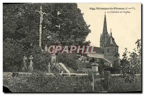 Ansichtskarte AK Bazouges la Perouse Le Calvaire et l Eglise