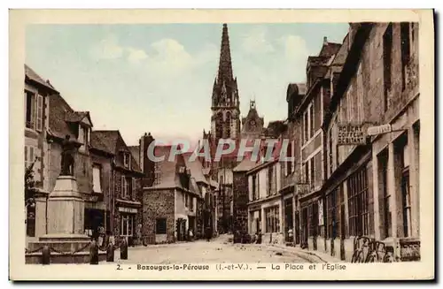 Ansichtskarte AK Bazouges la Perouse La Place et L Eglise Coiffeur