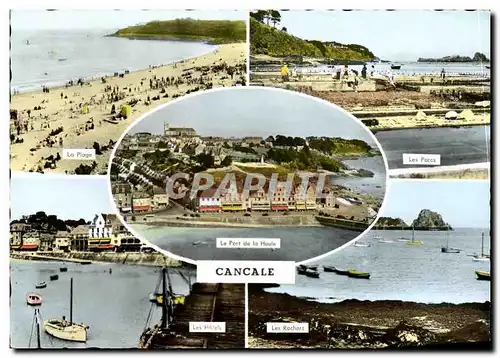 Moderne Karte Cancale La plage Les parcs Huitres Les hotels Les rocehrs