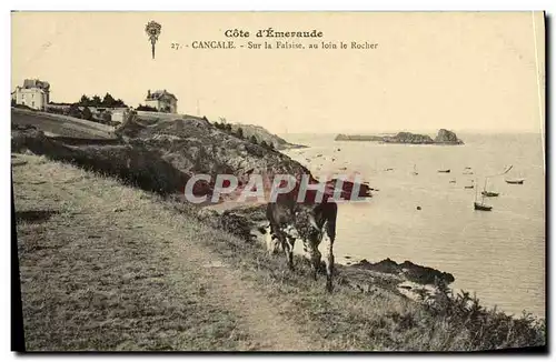 Ansichtskarte AK Cancale sur la Falaise au loin le Rocher Vache