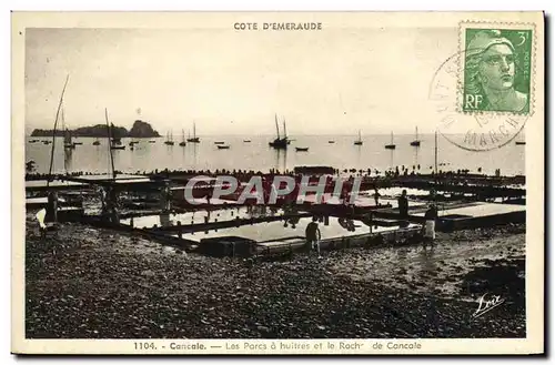 Cartes postales Cancale Les Parcs a Huitres et Roch de Cancale Ostreiculture