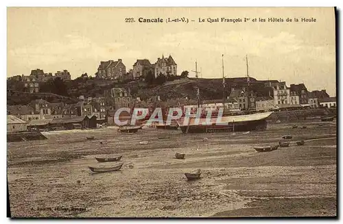 Ansichtskarte AK Cancale Le Quai Francois l er et les Hotels de la Houle Bateau