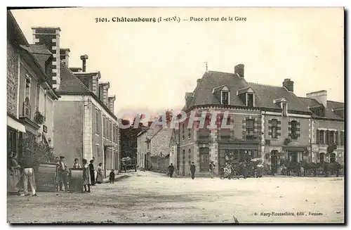 Ansichtskarte AK Chateaubourg Place et rue de la Gare