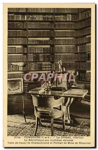 Cartes postales Combourg Chateau Interieur de la bibilotheque Livres Chateaubriand Mme de Recamier