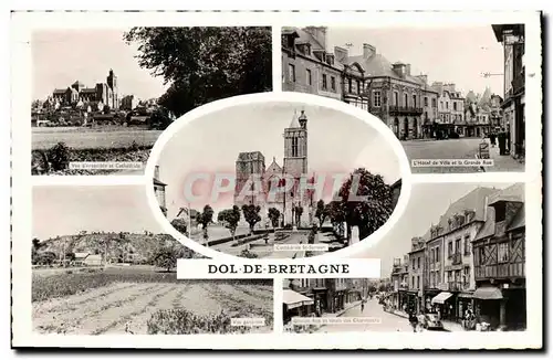 Cartes postales moderne Dol de Bretagne Vue d ensemble de la cathedrale Hotel de ville et la grande rue Cours des Charre