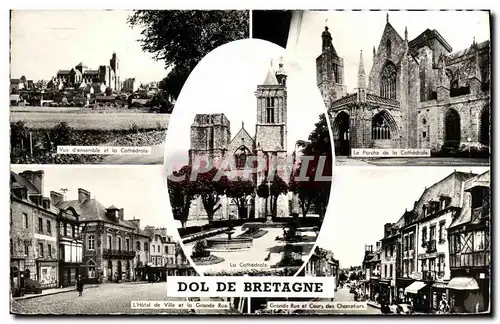 Cartes postales moderne Dol de Bretagne Porche de la cathedrale Hotel de ville et grande rue Cours des Charretiers