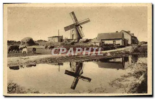 Ansichtskarte AK Dol de Bretagne Le Mont Dol Le Moulin du Tertre Enfants Vaches