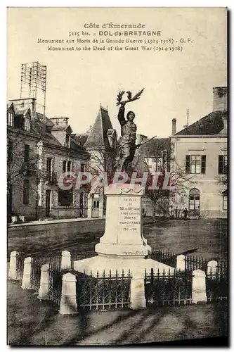 Cartes postales Dol de Bretagne Monument aux Morts de la Grande Guerre Militaria