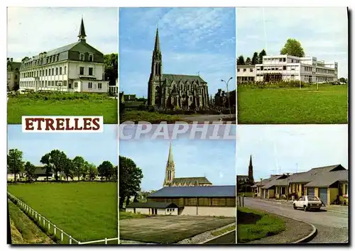 Cartes postales moderne Etrelles Hairies et l eglise Le stade Salle Omnisports Lotissement