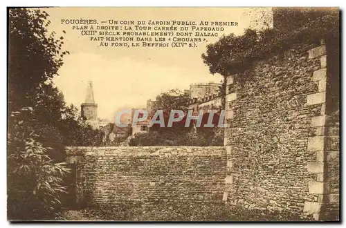 Cartes postales Fougeres Un Coin du Jardin Public La tour carree du Papegaud