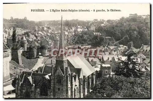 Ansichtskarte AK Fougeres L Eglise Saint Sulpice A gauche le Chateau