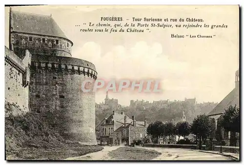 Ansichtskarte AK Fougeres Tour Surienne et rue du Chateau