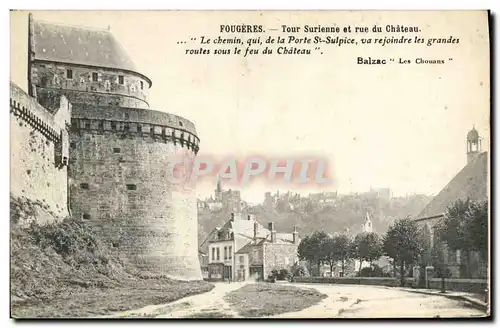 Ansichtskarte AK Fougeres Tour Surienne et rue du Chateau