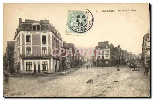 Cartes postales Fougeres Place de la Gare Hotel de l Ouest