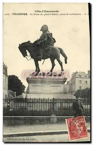 Cartes postales Fougeres La Statue du general Baston comte de Lariboisiere